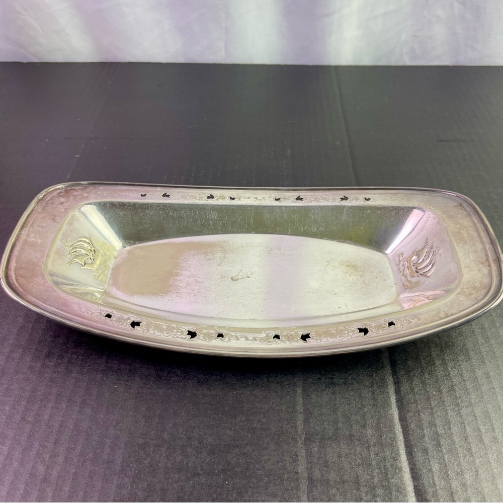 Vintage Silver Decorative Sailboat Serving Tray
